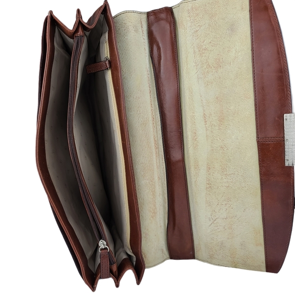 Gino Ferrari Brown Leather Briefcase Bag - Picture 5 of 5